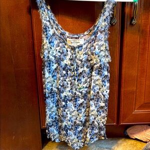 Abercrombie & Fitch Blue Ruffled Tank Top